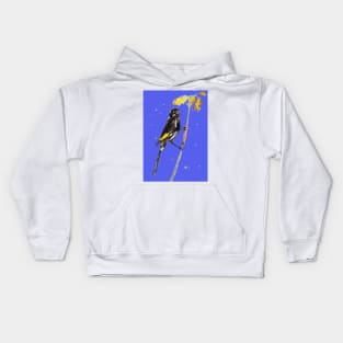 Australian Honeyeater Bird Painting - New Holland on Navy Kids Hoodie